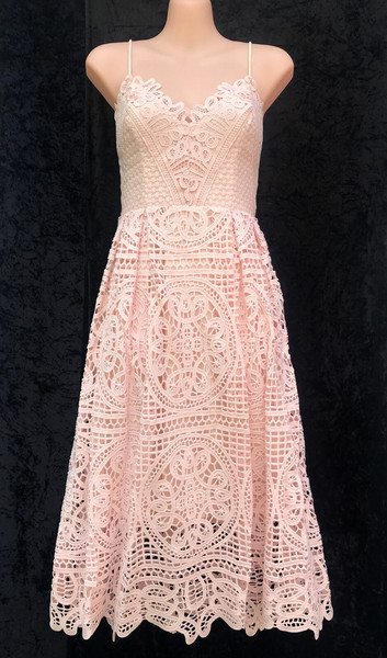 SEED Pale Pastel Pink Lace Strappy Fit & Flare Formal/Party/Wedding Dress sz 10