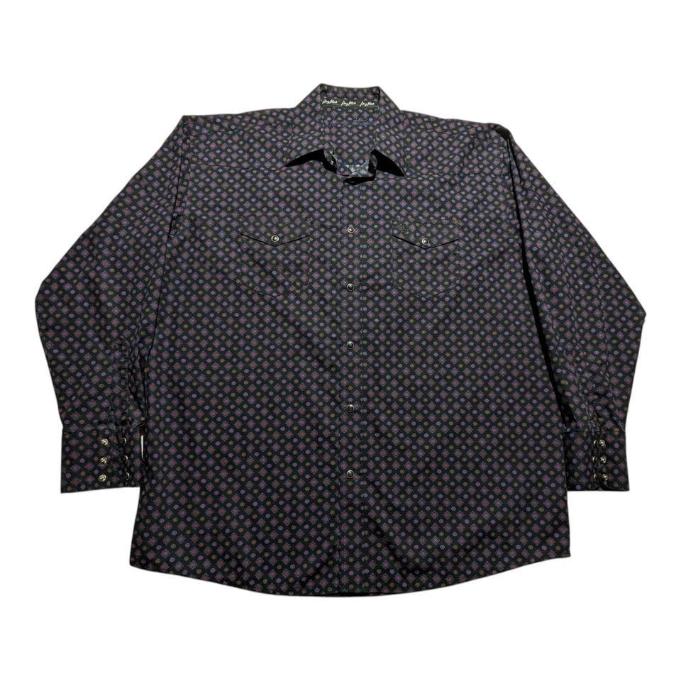 Camisa Western Wrangler George Strait Negra A Presión Para Hombres XL Negra Geométrica Vaquera  Foto 2 de 3