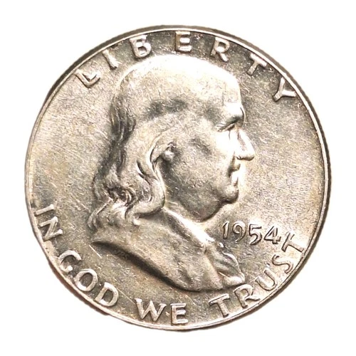Nice Details 1954 Franklin Half Dollar XF/AU Cleaned 90% Silver Some Bell Lines!