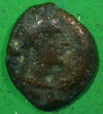 Roman Provincial ae10 Bronze Coin of Cleopatra VII CORNUCOPIA @0040