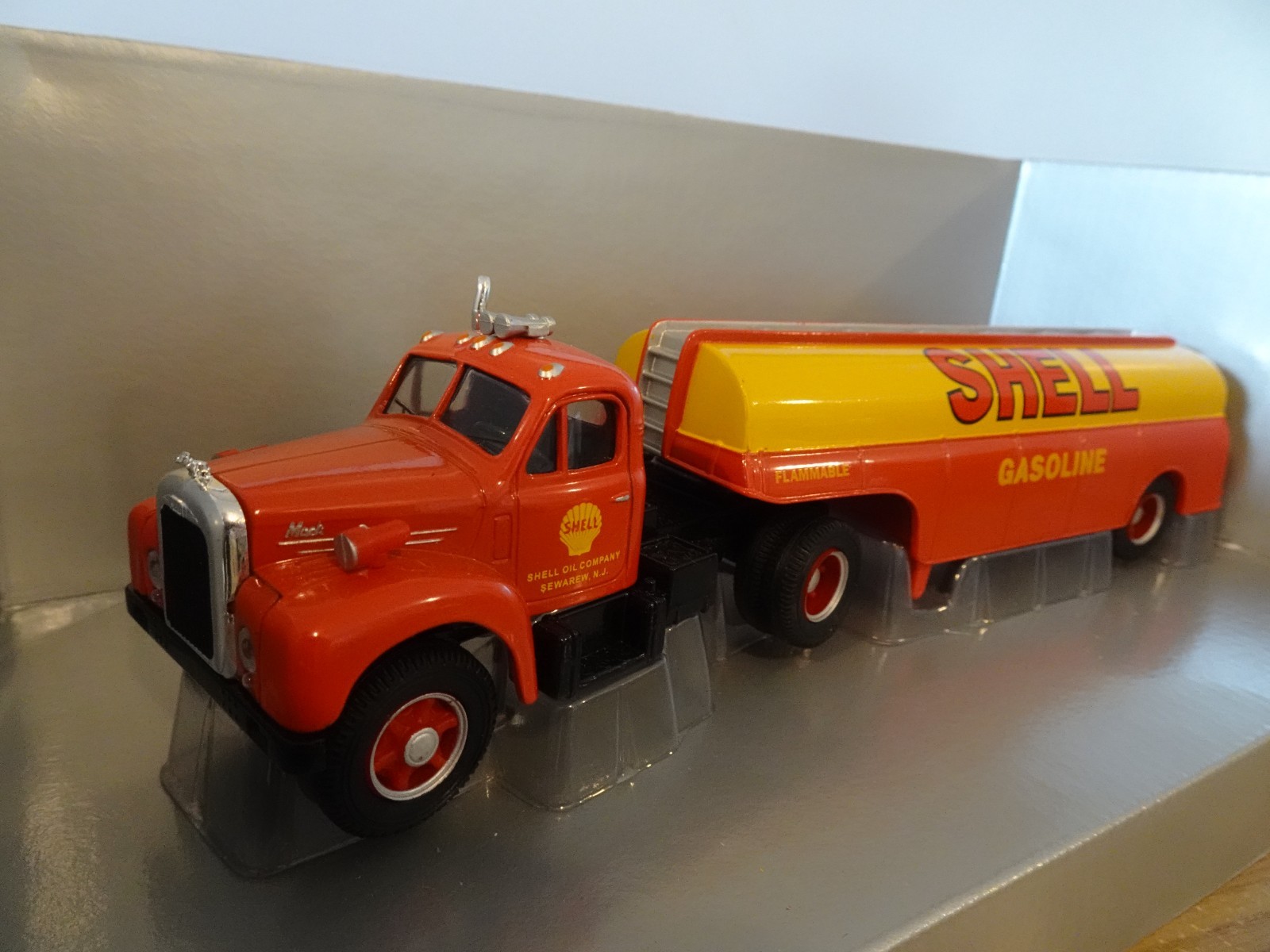 Shell Mack Compare corgi classics shell gasoline mack b fruehauf fuel tanker truck ...