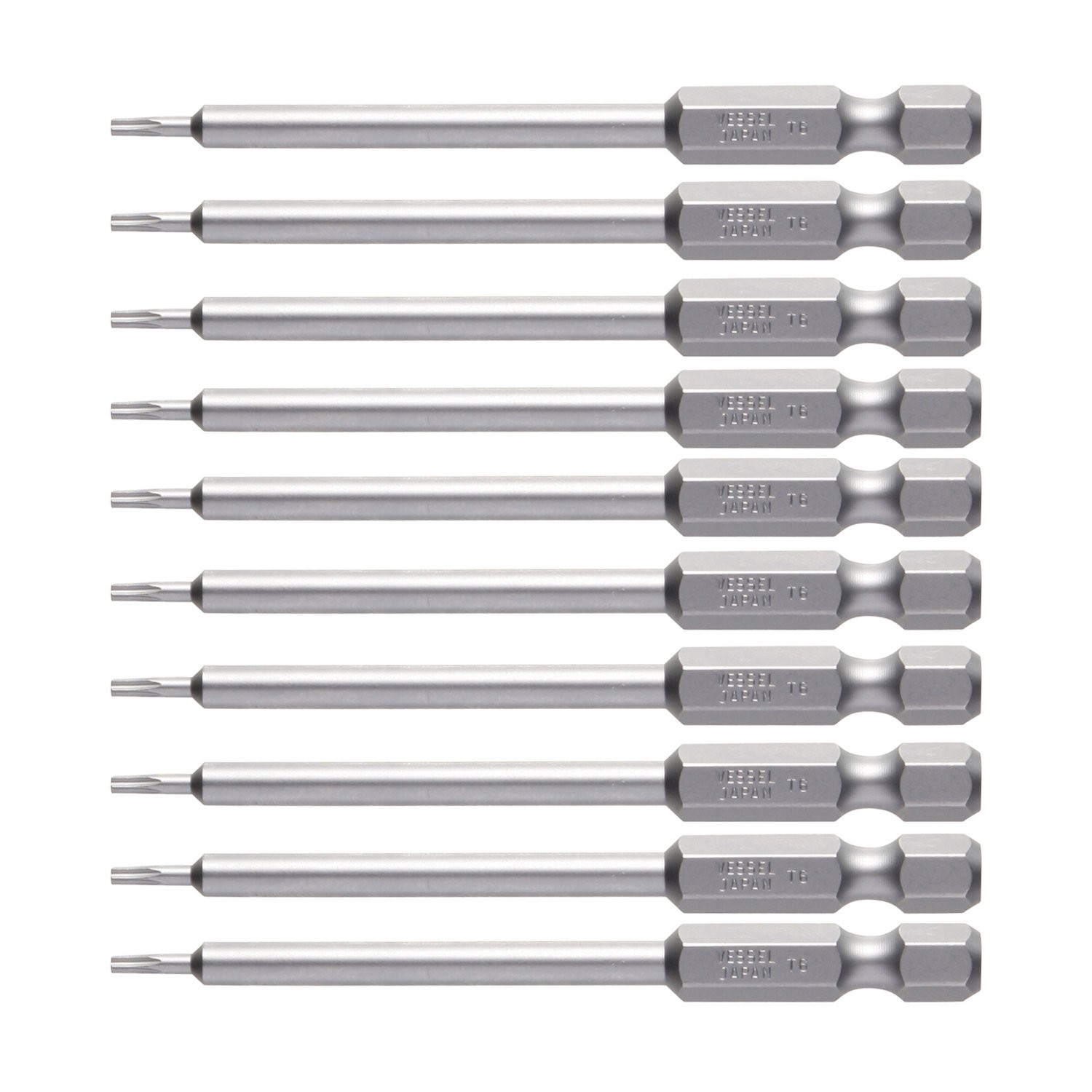VESSEL Torx Bit T6 x 75mm Set of 10 J ZP