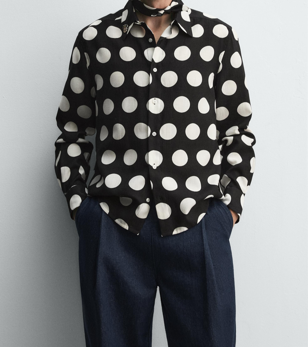 Zara x Harry Lambert x Disney Polka Dot Shirt Black White Size S