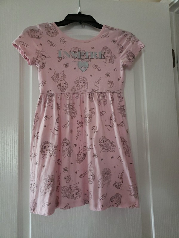 Disney Princess Theme Short Sleeve Pink Dress Girls Size M 7/8 Pink