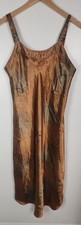 Vtg. Lauren Alexandra Intimated Women's Sz. M Satin Midi Floral Slit Dress Slip