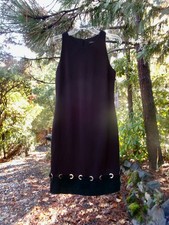 Ivanka Trump "little black dress" SZ8 gold metal hemline trim sleeveless NWT