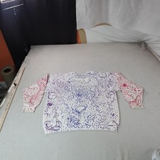 Vintage Tultex Sweatshirt Mens Large White Ocean Beach Graphic All Over USA Surf