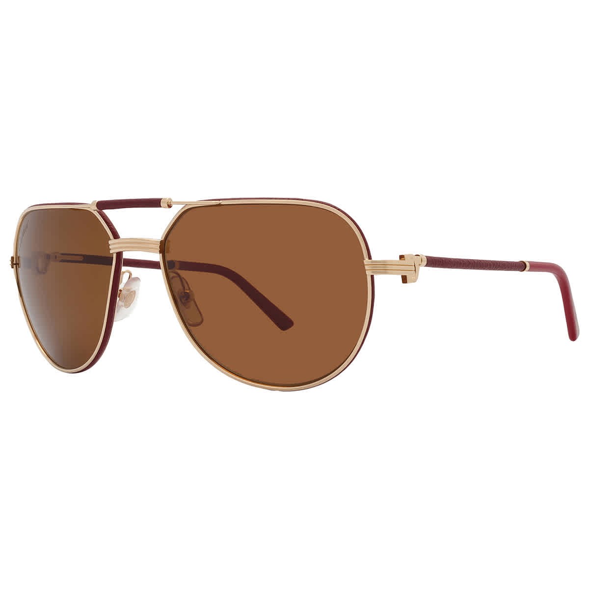Cartier Polarized Brown Pilot Unisex Sunglasses Model CT0053S 001 61-image