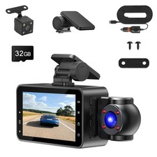 WiFi FHD 1080P 3 Channel Car Dash Cam Front Rear Inside With 32G MMC Card