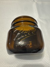 Ball Mason Amber Glass Jar 8oz Embossed Vintage Style Apothecary Storage Jar/Lid