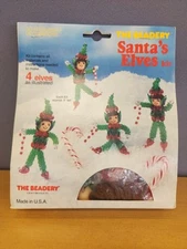 Vintage THE BEADERY Santa's Elves Kit - Christmas Ornament Pixie Elf NEW 4786