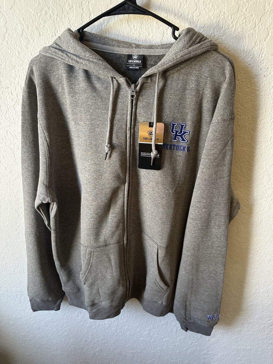 Men's Large Kentucky Wildcats Gray Full Zip Stitched Hoodie NWT