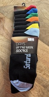 Men’s 7 Day Socks Black With Coloured Toe And Heel Size UK 6 11