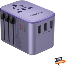 Universal Travel Adapter Purple 35.5W All-in-One Power Charger for Worldwide ...
