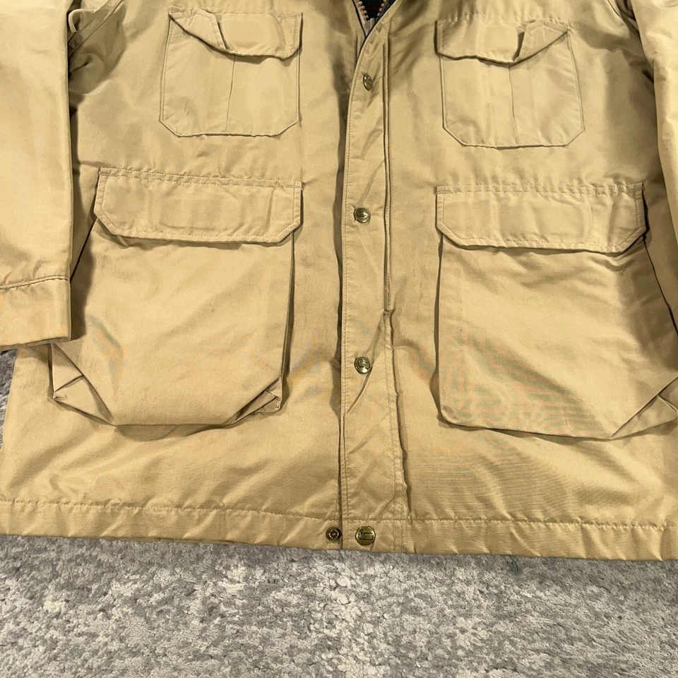 Vintage Woolrich Jacket Mens Large Beige Mountain Parka Wool Plaid Lined 80s USA - Image 4 of 4
