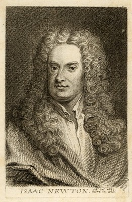 Antique Portrait Print-The scientist Isaac Newton-Francois-Saverien-1767