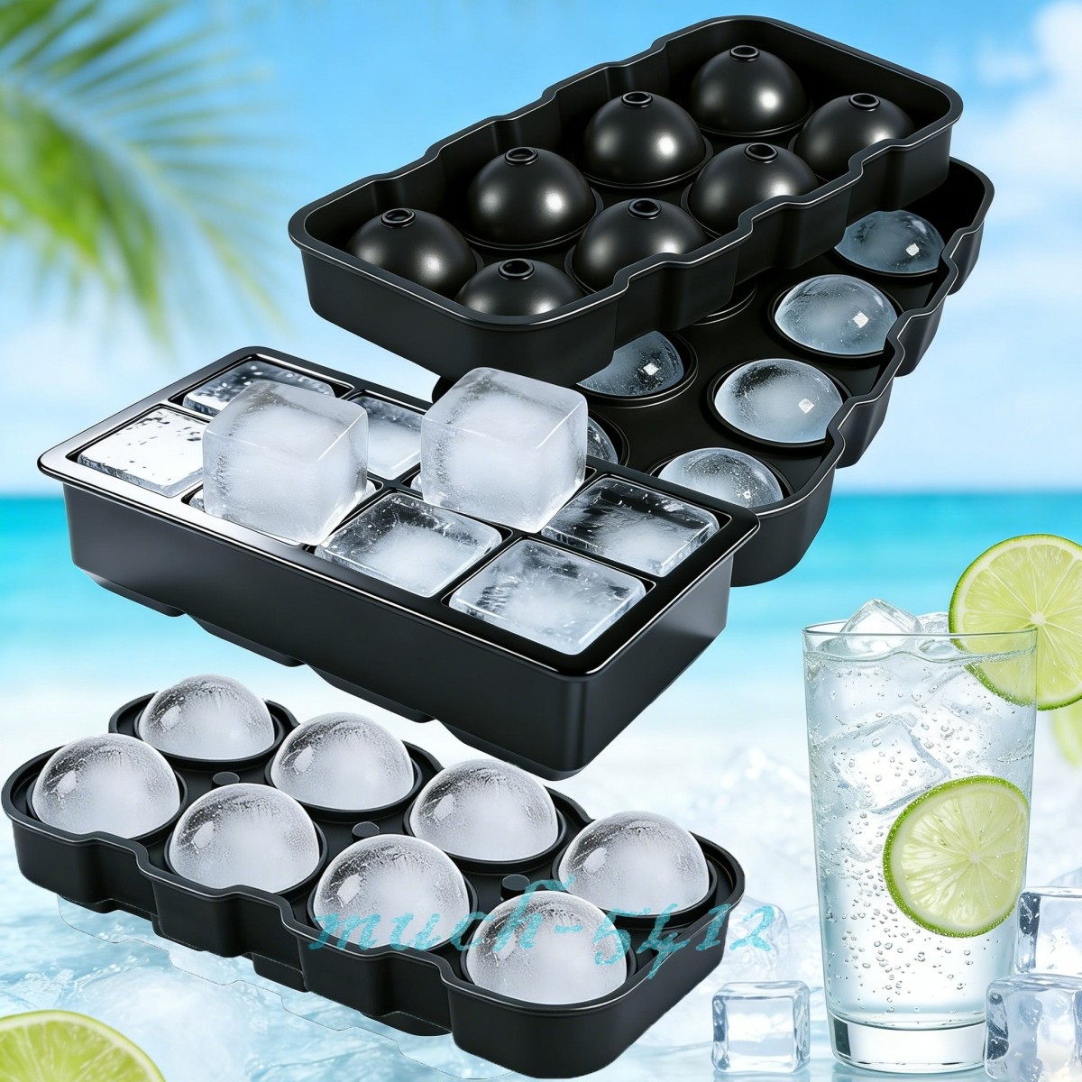 Large Round Square Silicone Ice Cube Ball Maker Tray Sphere Molds