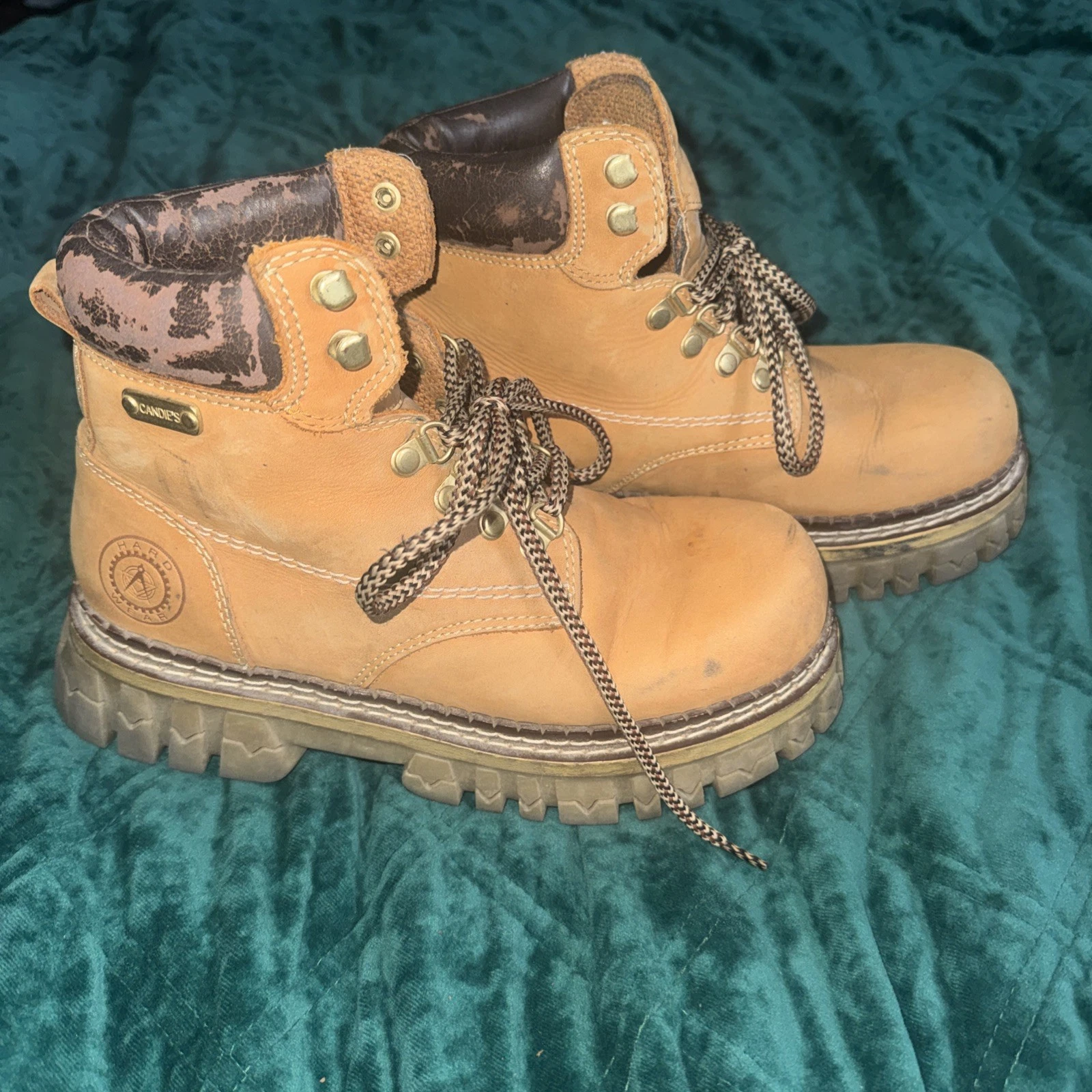 Candies Shoes Men 8.5 Brown Hard Wear Chunky Lug Y2K Lace Up Boot Hiker Work