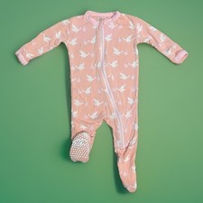 Kickee Pants Girls 0-3 Month Footie Pajamas Pink Stork Great Condition