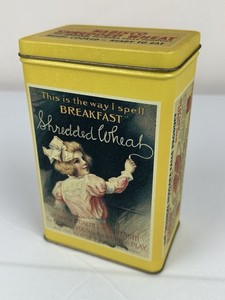 Vintage '92 Advertising Ad Shredded Wheat Nabisco Biscuit Co Litho Metal Tin Can