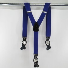 Italian Suspenders Mens 48 in Purple Black Y Back Button Clips Leather Stretch