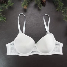 Mamia Bra 38B White Lace Underwire Padded Adjustable Clasp Back