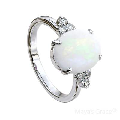 Maya's Grace Opal Ring for Women, Fire Opal-Inspired with Rhinestone Accents