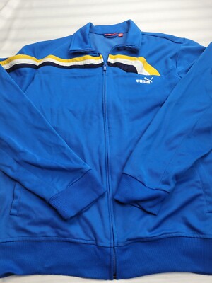 Puma Track Jacket Adult XL Blue Retro Running Workout Activewear Streetwear