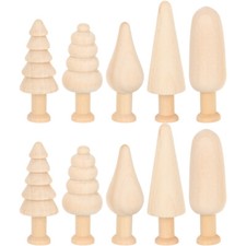10Pcs Unpainted Wooden Tree Models for DIY Painting Decoration