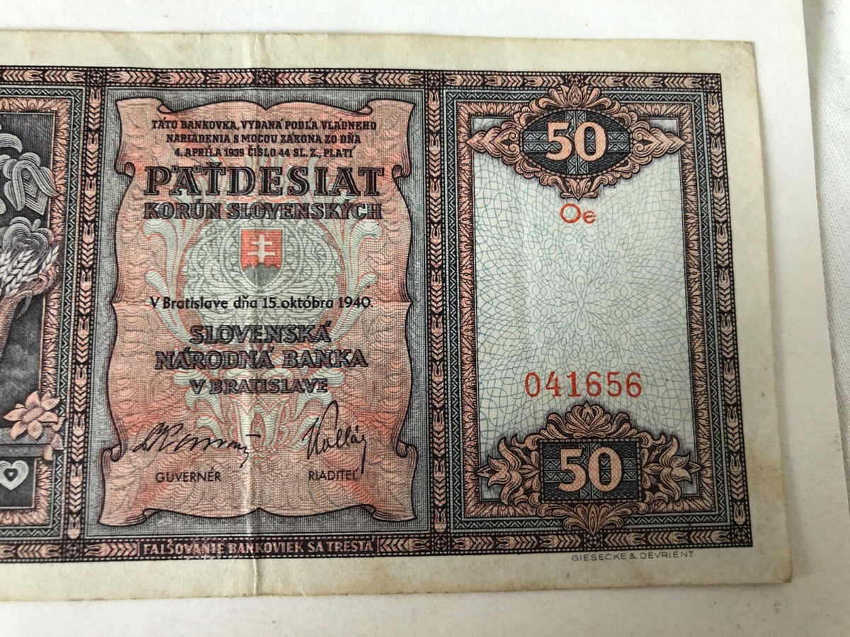 プラダ SLOVAKIA Slowakei 50 Slovenskych Korun 1940 Oe NO SPECIMEN