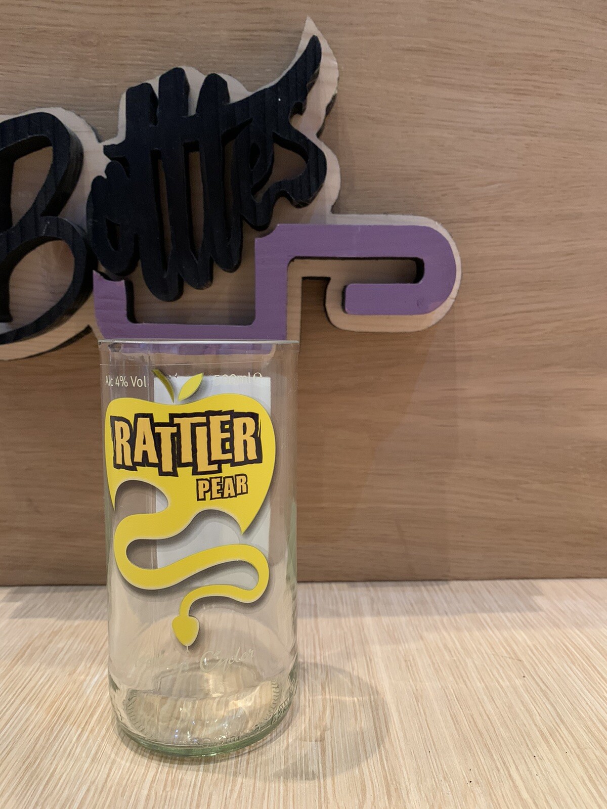 RECYCLED RATTLER PEAR CIDER DRINKING GLASS UNIQUE GIFT! 100 Eco