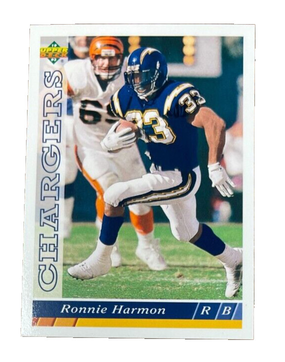 1993 UPPER DECK CARD # 371 Ronnie Harmon - San Diego Chargers