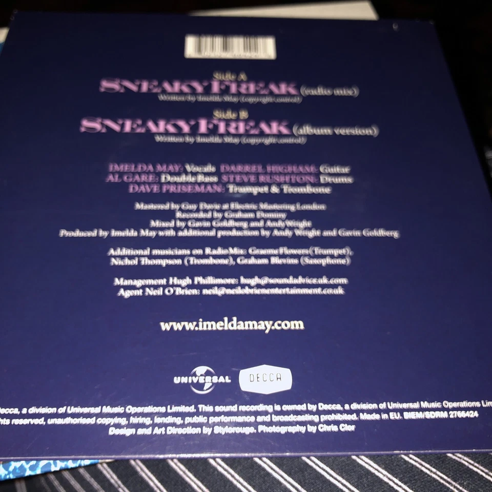 Imelda May ( Sneaky Freak ) UK 7"  Mint vinyl single record 45rpm 2011 New - Image 2 of 4