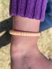 Handmade Sunset colors clay bead bracelet. Toddler size.