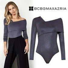 NEW BCBGMAXAZRIA ASYMMETRIC OFF-THE-SHOULDER BODYSUIT CSB1180744 SIZE S 118.00