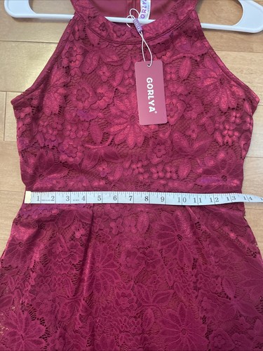 NWT Gorlya Girls High Low Lace Dress Burgundy Size 14y - Picture 5 of 8