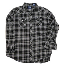Vintage Wrangler Pearl Snap Black Checker Western Cowboy Flannel Shirt Men XXXL