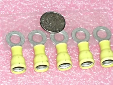 5 AMP TE 2-323763-2 YELLOW INSULATED CRIMP RING LUG TERMINAL 10 GA 1/4" M6 STUD