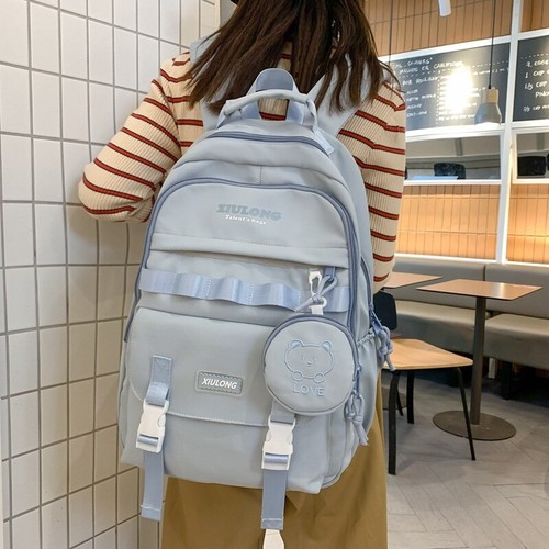 16 In. Large Capacity Clear Solid School Backpack College Travel Casual Bag Girl - Picture 2 of 31
