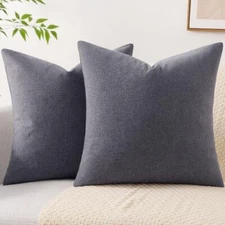  Decorative Chenille Throw Pillow Covers 18x18 Set of 2, Luxury 18X18-Inch Grey