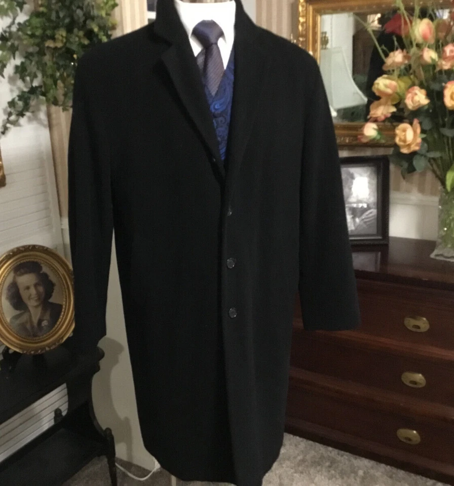 Abrigo de invierno de lana pura negro medianoche Irvine Park para hombre hermoso abrigo 44R Foto 2 de 4