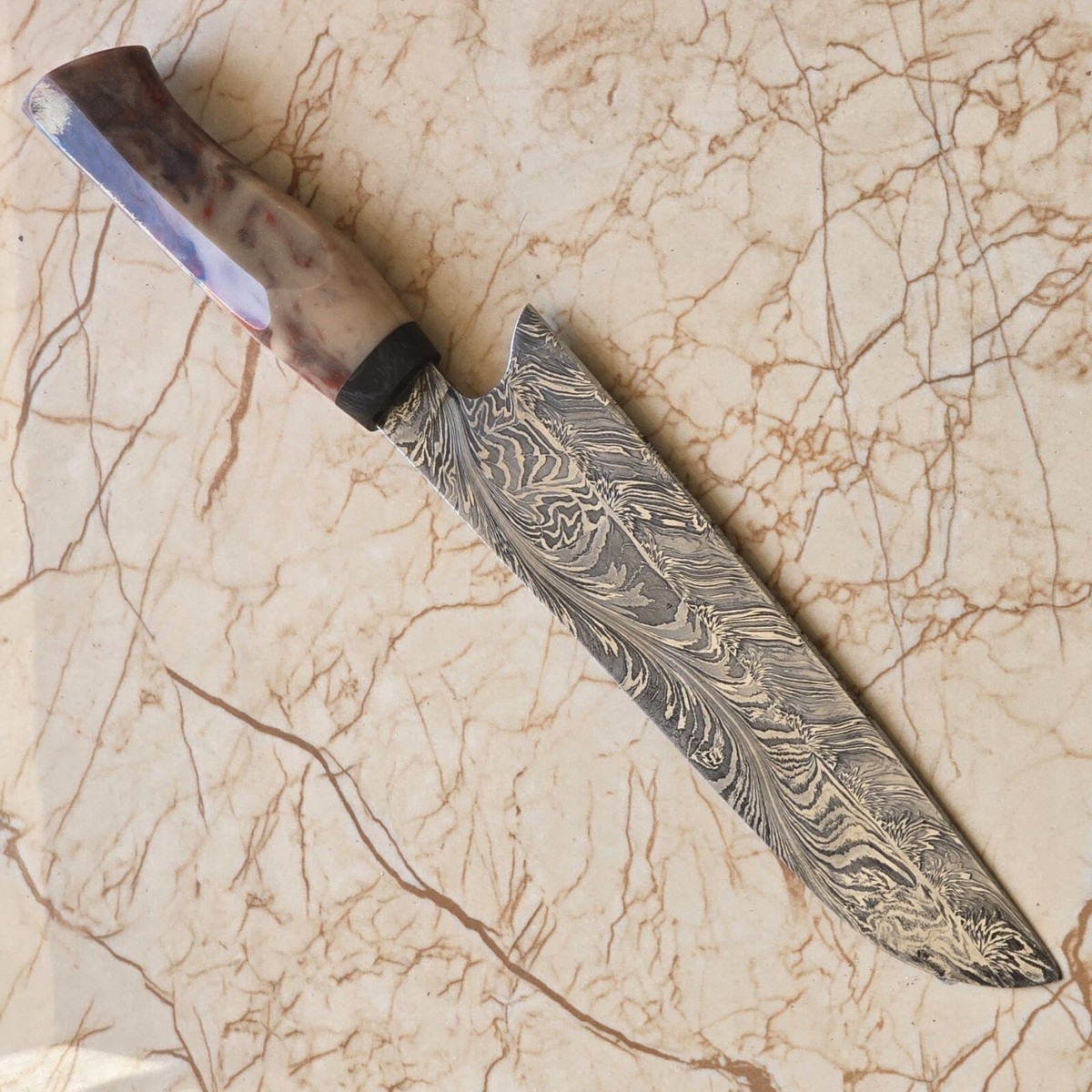 JAPANESE KITCHEN CHEF BUNKA KNIFE DAMASCUS STEEL SNAKE FEATHER
