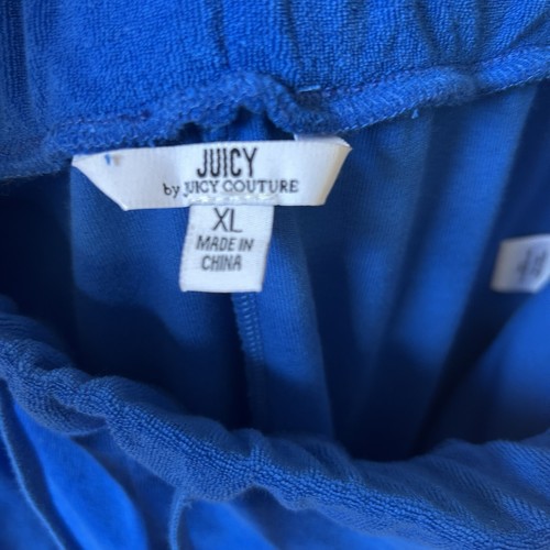 Juicy Couture Terry Cloth Royal Blue Tracksuit Hooded Jacket 1X Pant XL 2PC Set - Picture 10 of 14