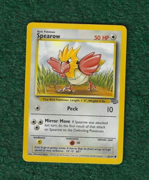 SPEAROW - 1999 POKEMON JUNGLE - CARD # 62/64 - NEAR MINT-MINT