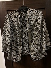 Alex Evenings Gold And Black Women  s Sparkly Jacket, Size 1X