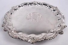 John Luff Salver Antique Georgian Armorial Tray English Sterling Silver 1742