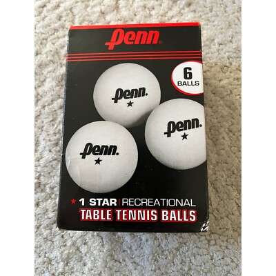 Penn Table Tennis Balls 6-Pack 1 Star Recreational 40mm Tournament Size
