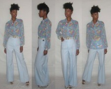 Vintage Time And Place WT Light Blue High Waist Wide Leg Bell Bottom Disco Pant