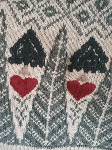 WOOLRICH Women's LARGE Christmas Cardigan Sweater Green Ivory Red Vintage - Picture 4 of 8