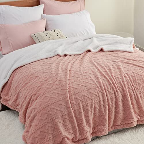 bed blanket sherpa pink blanket Sherpa King Size Blanket for Bed- Fuzzy Soft King (108" x 90") 08